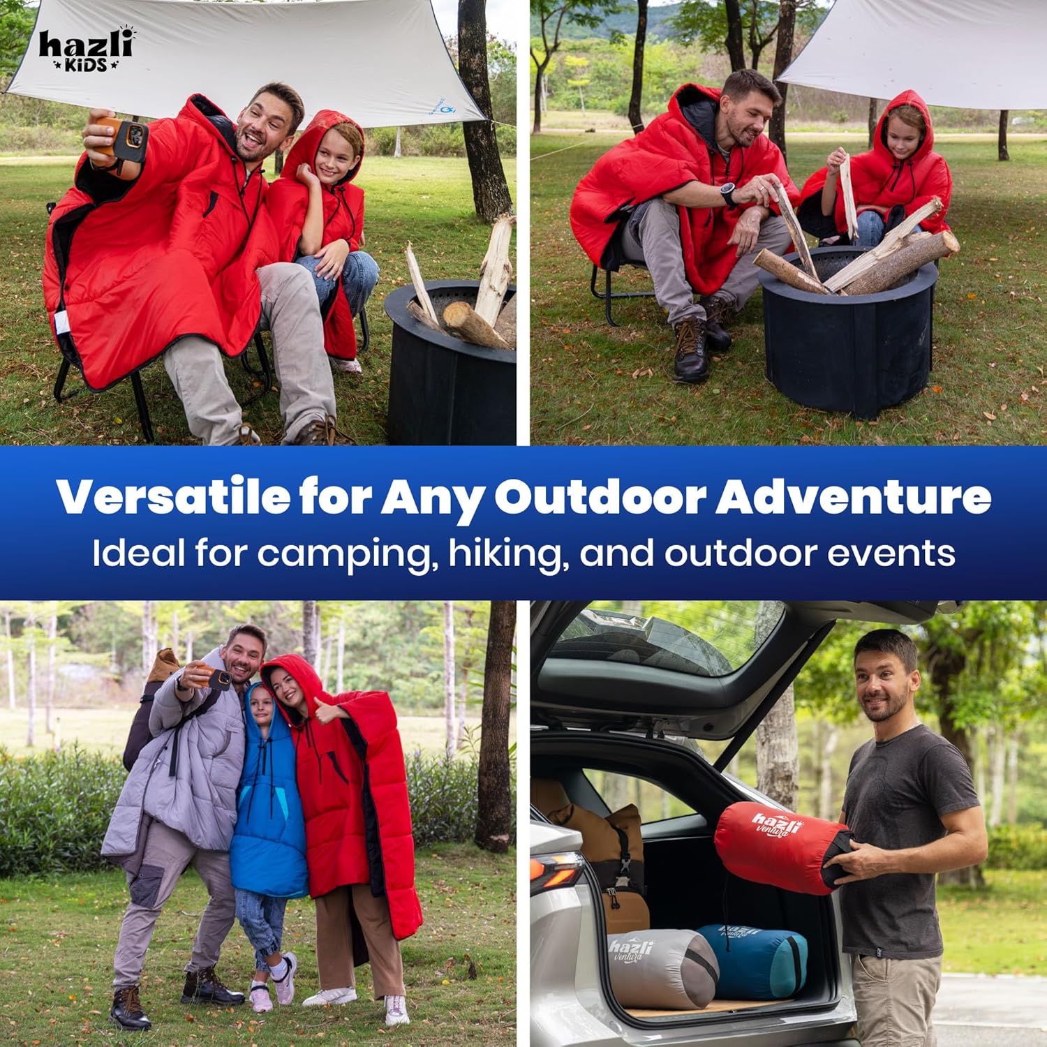 Wearable Poncho Blanket | Hooded Windproof Stadium Blanket | Camping & Outdoor for Men & Women