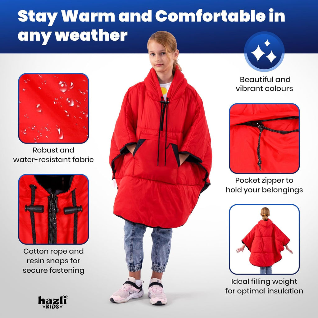 Wearable Poncho Blanket | Hooded Windproof Stadium Blanket | Camping & Outdoor for Men & Women