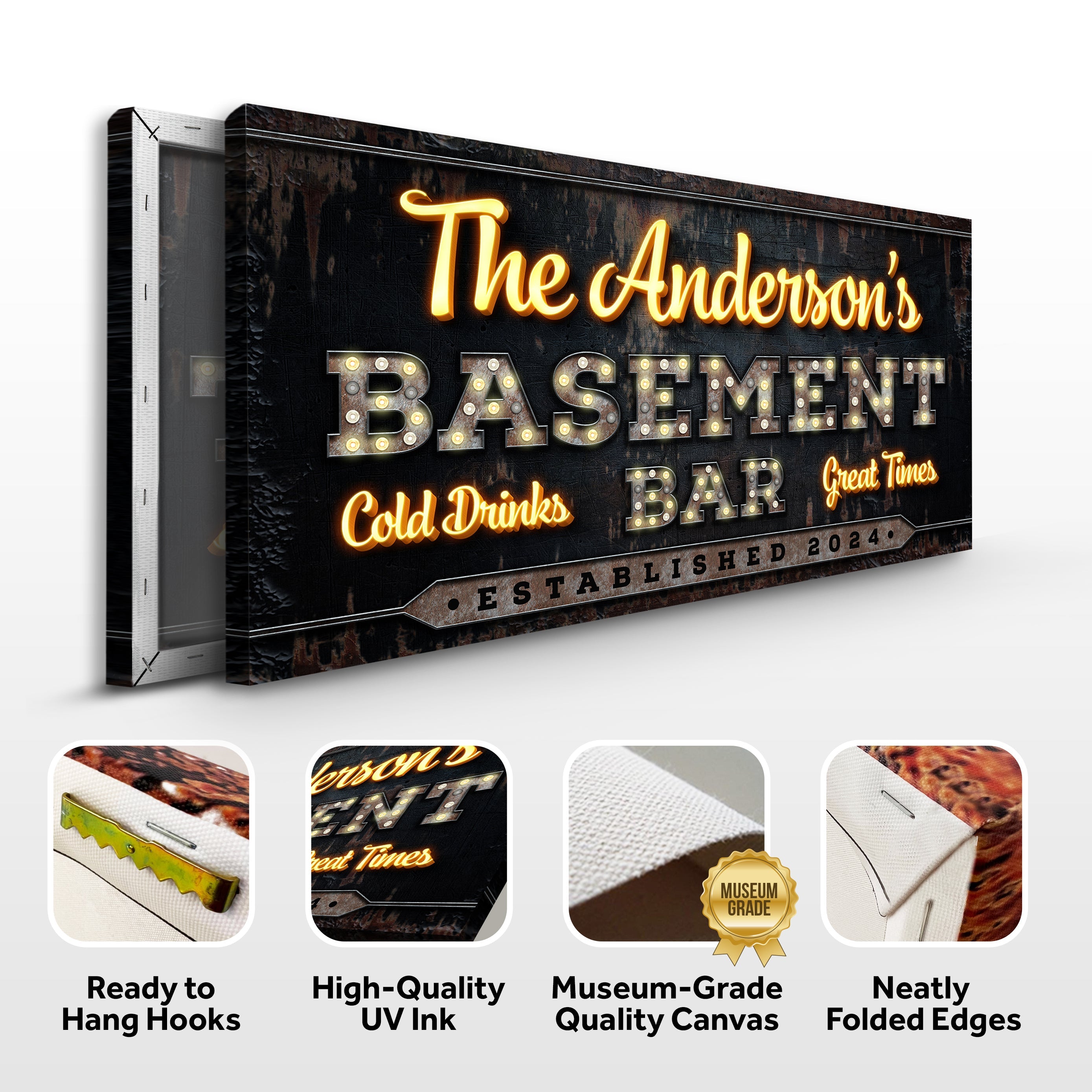 Custom Vintage Rust Basement Bar Sign III