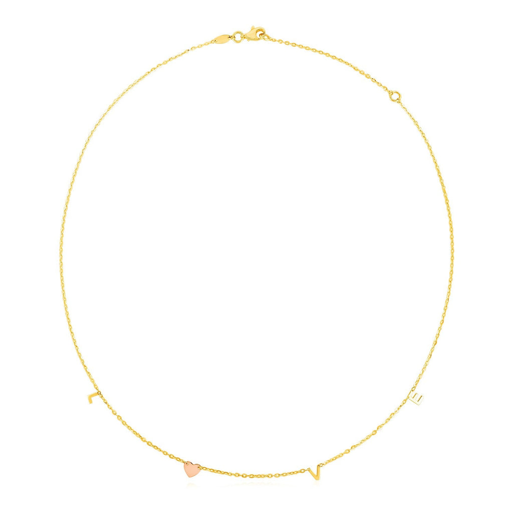 14k Two Tone Gold Love Necklace