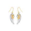 Two-Tone Wing Drop Earrings in 10K Gold