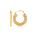 14 k Yellow Gold Greek Key Small Hoop Earrings