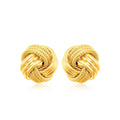 14k Yellow Gold Love Knot with Ridge Texture Earrings