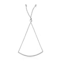 14k White Gold Smooth Curved Bar Lariat Design Bracelet