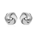 Textured and Polished Love Knot Earrings in Sterling Silver
