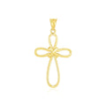 14k Yellow Gold Looped Knot Style Cross Pendant