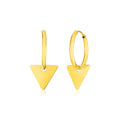 14k Yellow Gold Huggie Style Hoop Earrings with Triangle Drops