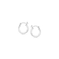Sterling Silver Rhodium Plated Thin and Small Polished Hoop Earrings (10mm)