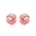 14k Rose Gold Love Knot with Ridge Texture Earrings