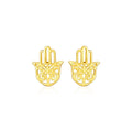 14k Yellow Gold Polished Hand of Hamsa Post Earrings