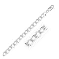 Rhodium Plated 7.9mm Sterling Silver Curb Style Bracelet