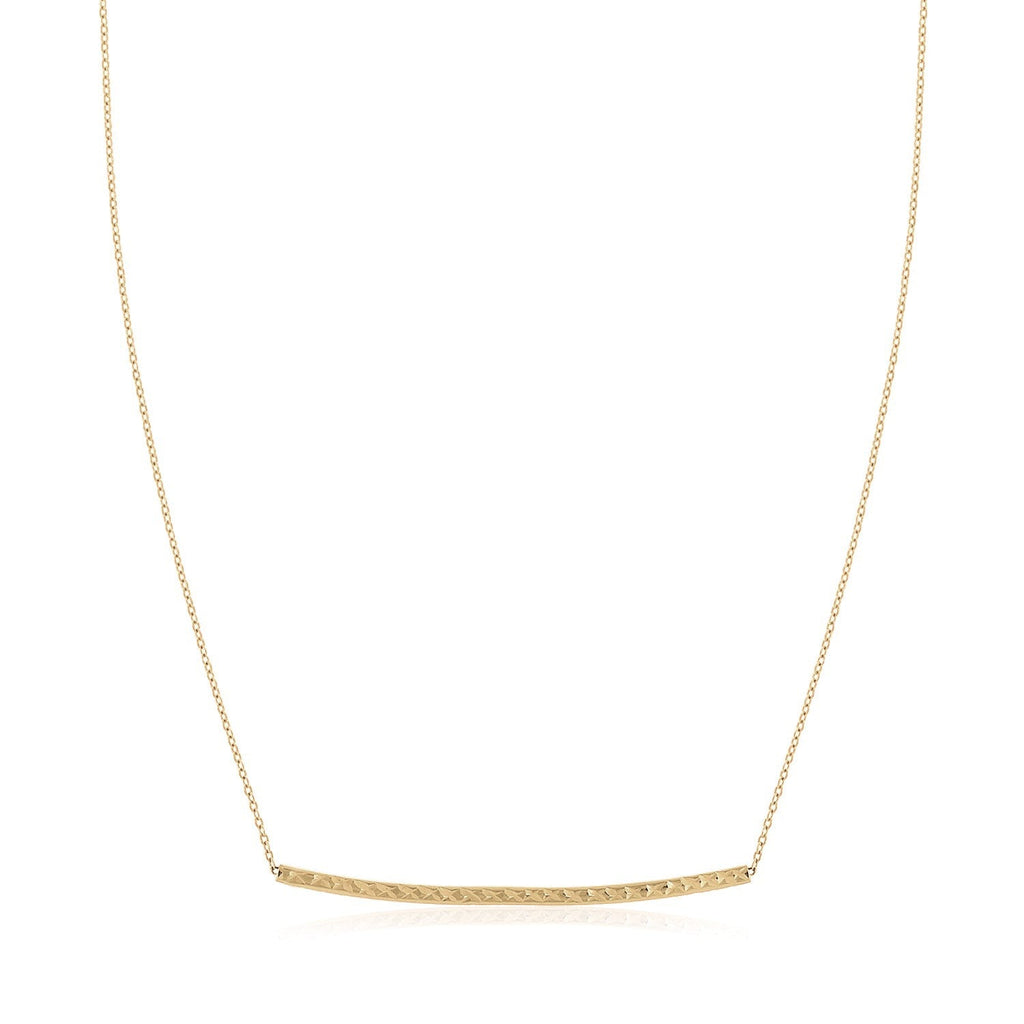 14k Yellow Gold Thin Textured Bar Necklace