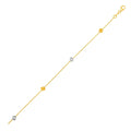 14k Two Tone Gold Bracelet with Polished Cubes