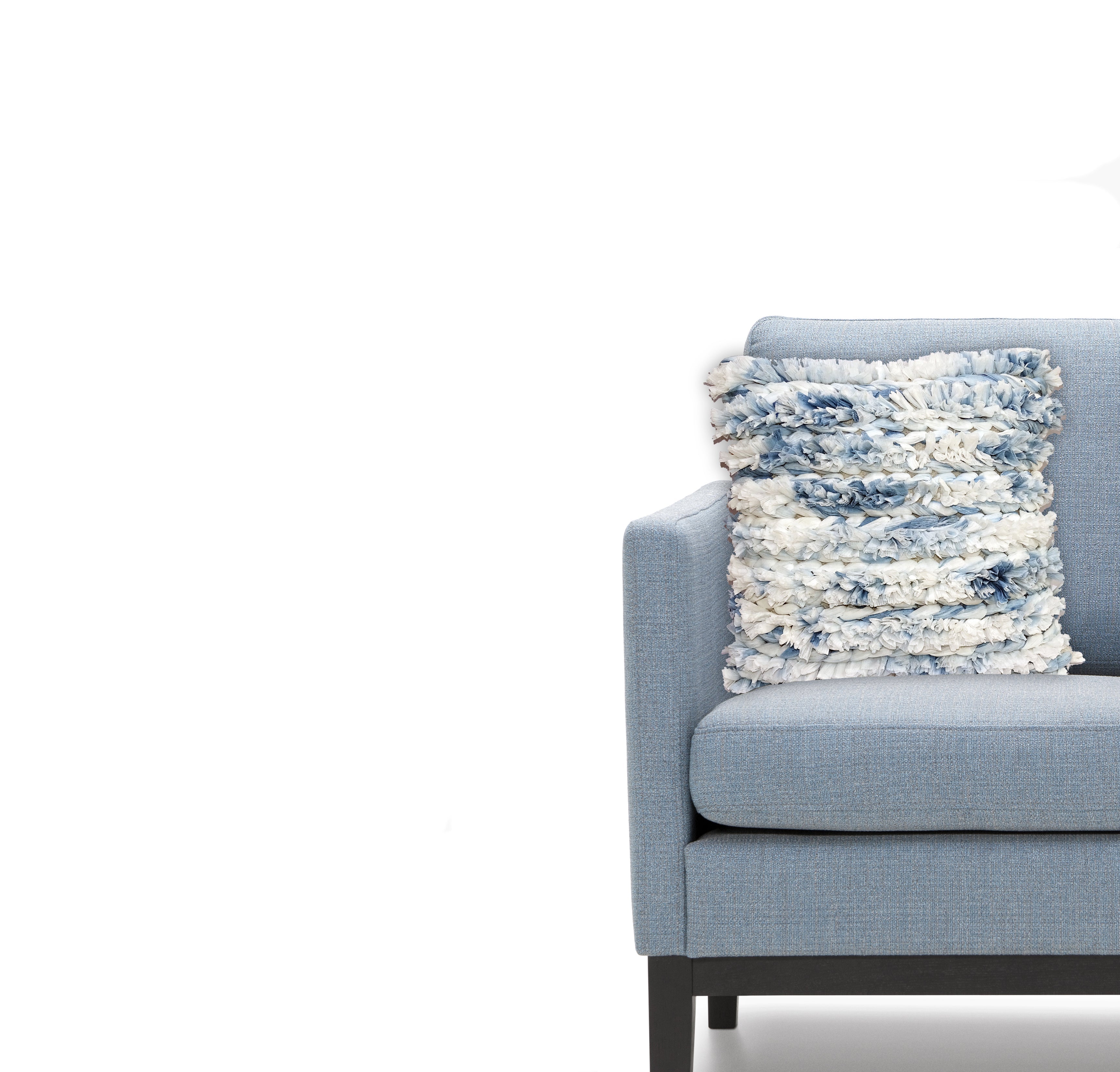 Throw Pillow Cover Blue & White Furry Stripes 22 X 22
