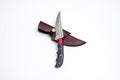 CUSTOM HANDMADE FORGED DAMASCUS STEEL Hunting Knife BLADE WITH Diamond Wood SCALES TK-13