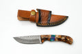 Hand-Forged Damascus Skinner | Torched Wood & Resin Hybrid Handle | Custom Field Knife TK-476