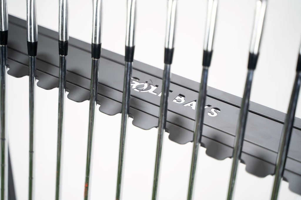 GolfBays Golf Club Storage Rack, Holds 14 Clubs, Indoor Equipment Storage Shelf