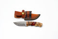 Custom Damascus Steel Drop Point Hunter | Exotic Bocote & Rosewood Handle | Scout Carry TK-493