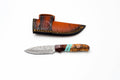 Custom Damascus Steel Drop Point Hunter | Zebrawood, Rosewood & Turquoise Handle | Scout Carry TK-494