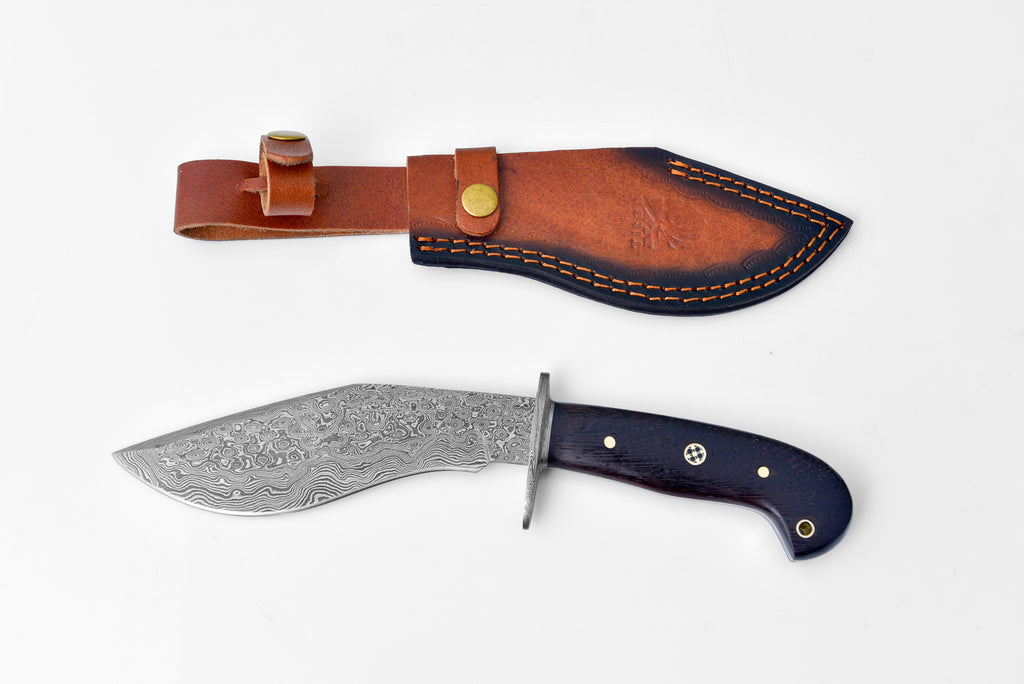 Damascus Steel Outdoor Chopping Tool | "Obsidian" Dark Wenga Wood Handle TK-126