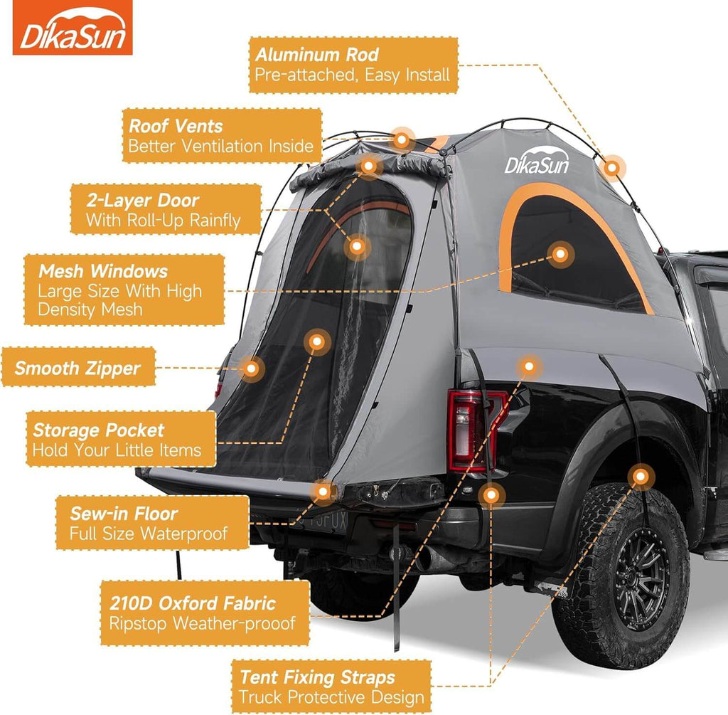 5.5-6.7ft Easy Setup Pickup Truck Bed Tent,Green