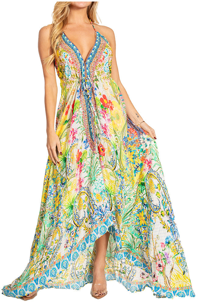 Sakkas Lizi 2025 Womens Maxi High-low Halter Handkerchief Long Dress Beach Party