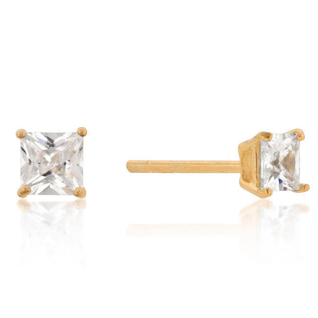 New Sterling Princess Cut Cubic Zirconia Studs