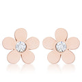 Avera Daisy 0.3ct CZ Stainless Steel Flower Stud Earrings