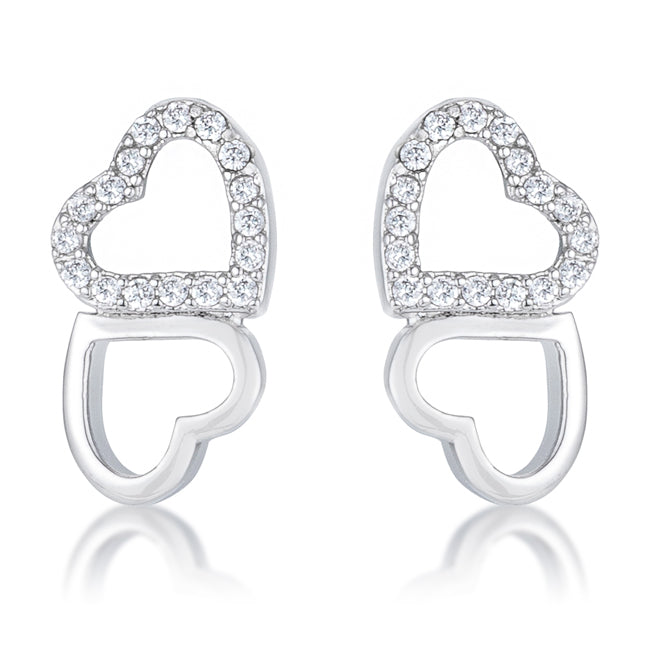 Avera Melded Hearts and Cubic Zirconia Stud Earrings