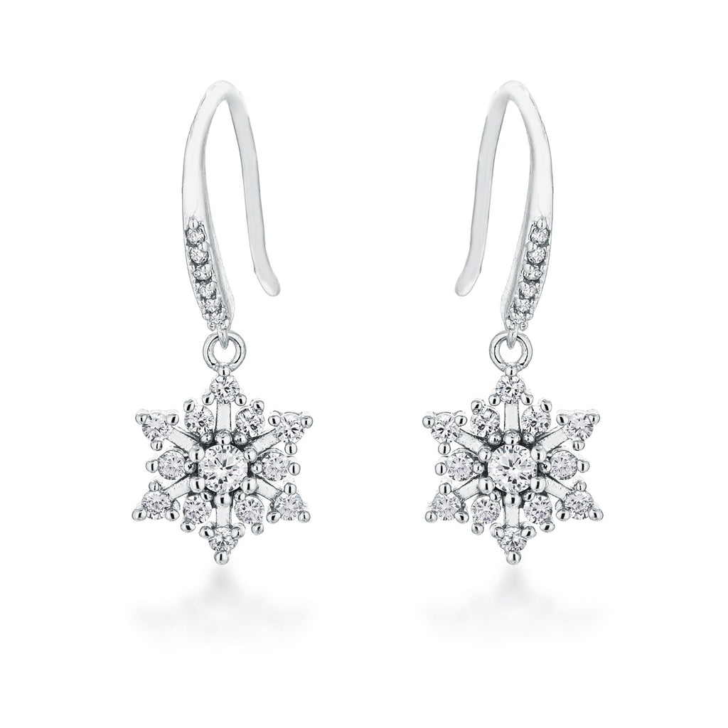 Avera Dainty Snowflake Drop Earrings in Polished Gold