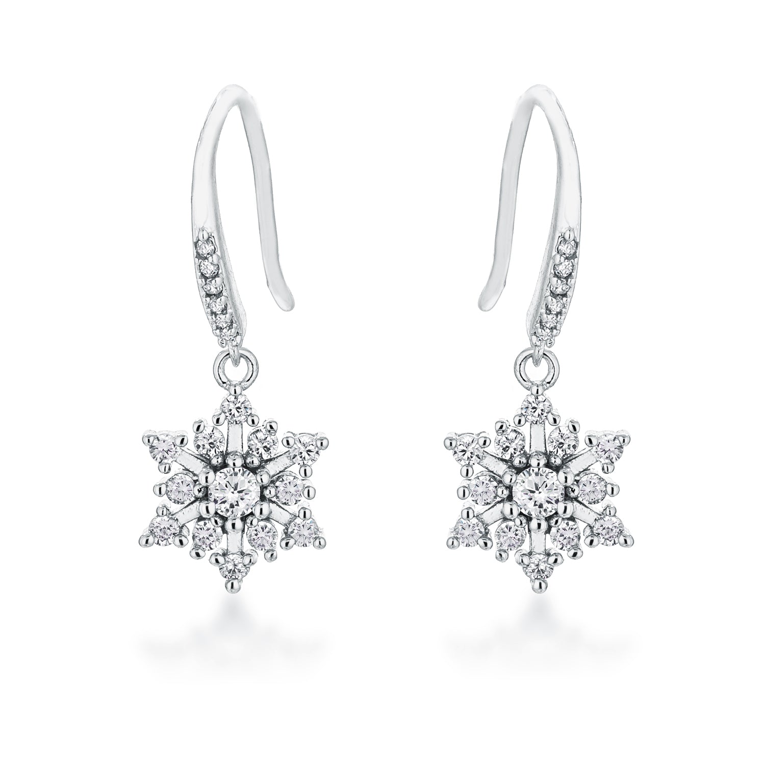 Avera Dainty Snowflake Drop Earrings in Polished Gold