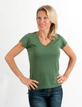 Clearance Women's Bamboo V-Neck Cap Sleeve T-Shirt