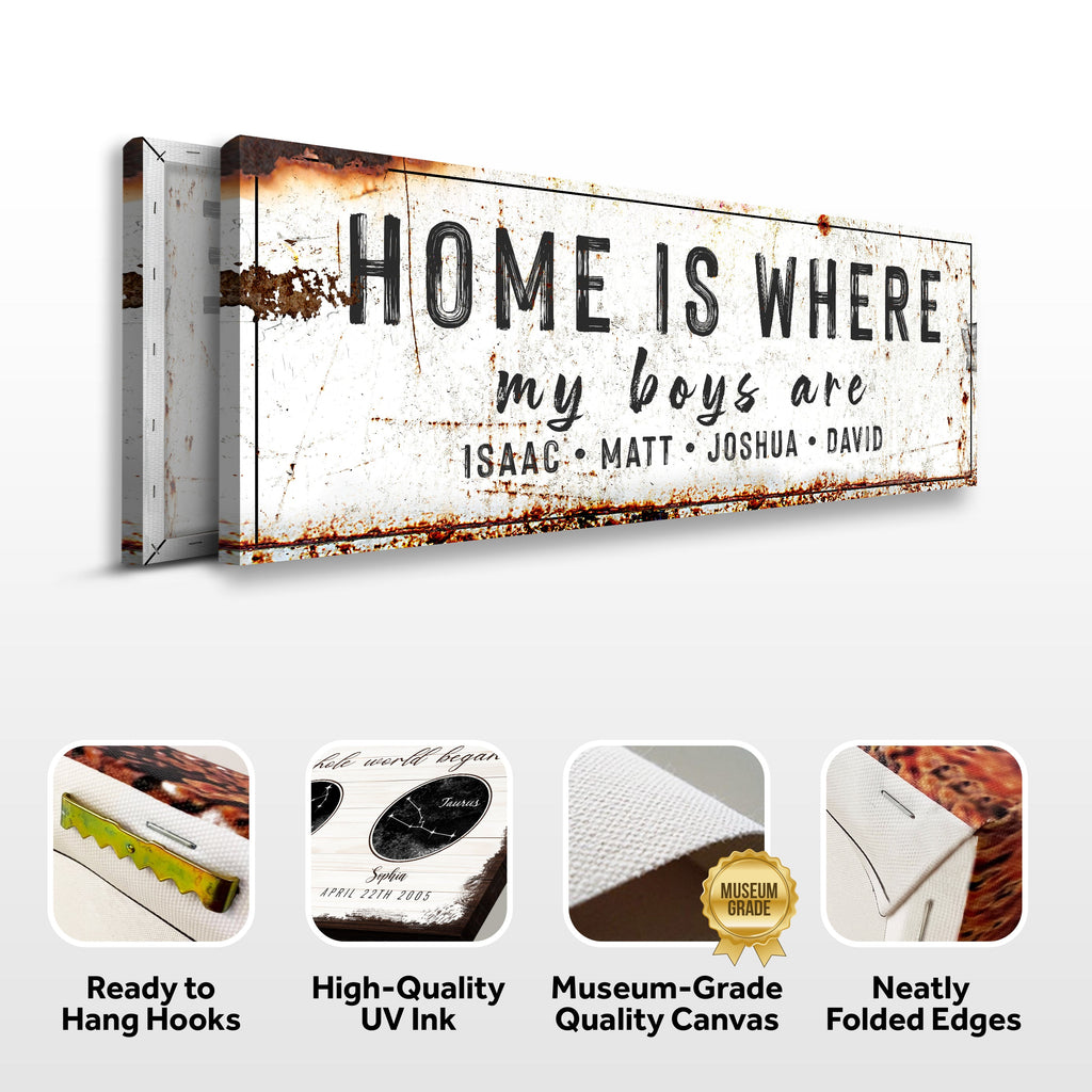 Home Is Where My Boys Are Family Sign IV