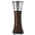 Stainless Steel Salt Pepper Grinder - Glass Mill with Adjustable Coarseness (2 Pack)