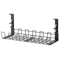 Under Desk Cable Management Tray 15.2in No Drill Desk Cable Cord Organizer Holder Basket Metal Wire Organizer Clamp Mount