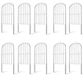 10Pcs Decorative Garden Fence Rustproof Iron Wire Arched Fence Animal Barrier Border 12.59” Width 23.93” Length For Yard Landscape Patio Outdoor Decor