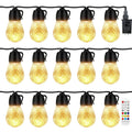 52.5FT Colorful Outdoor String Lights Smart RGB LED Patio Lights IP66 Waterproof Dimmable Hanging Light Bulbs with APP/ Remote Control 15 Bulbs