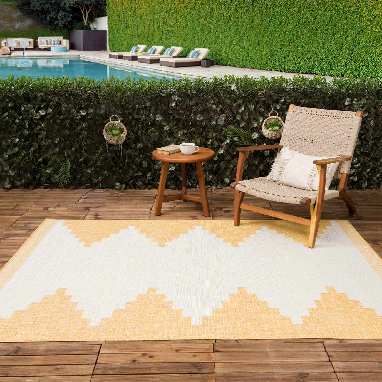 Djugun Yellow Outdoor Rug - Clearance