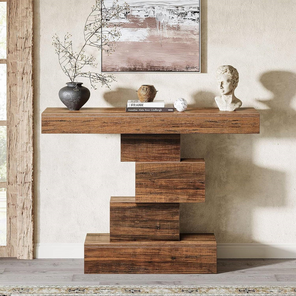 Modern Farmhouse 42-inch Console Accent Sofa Table in Rustic Brown Wood Finish