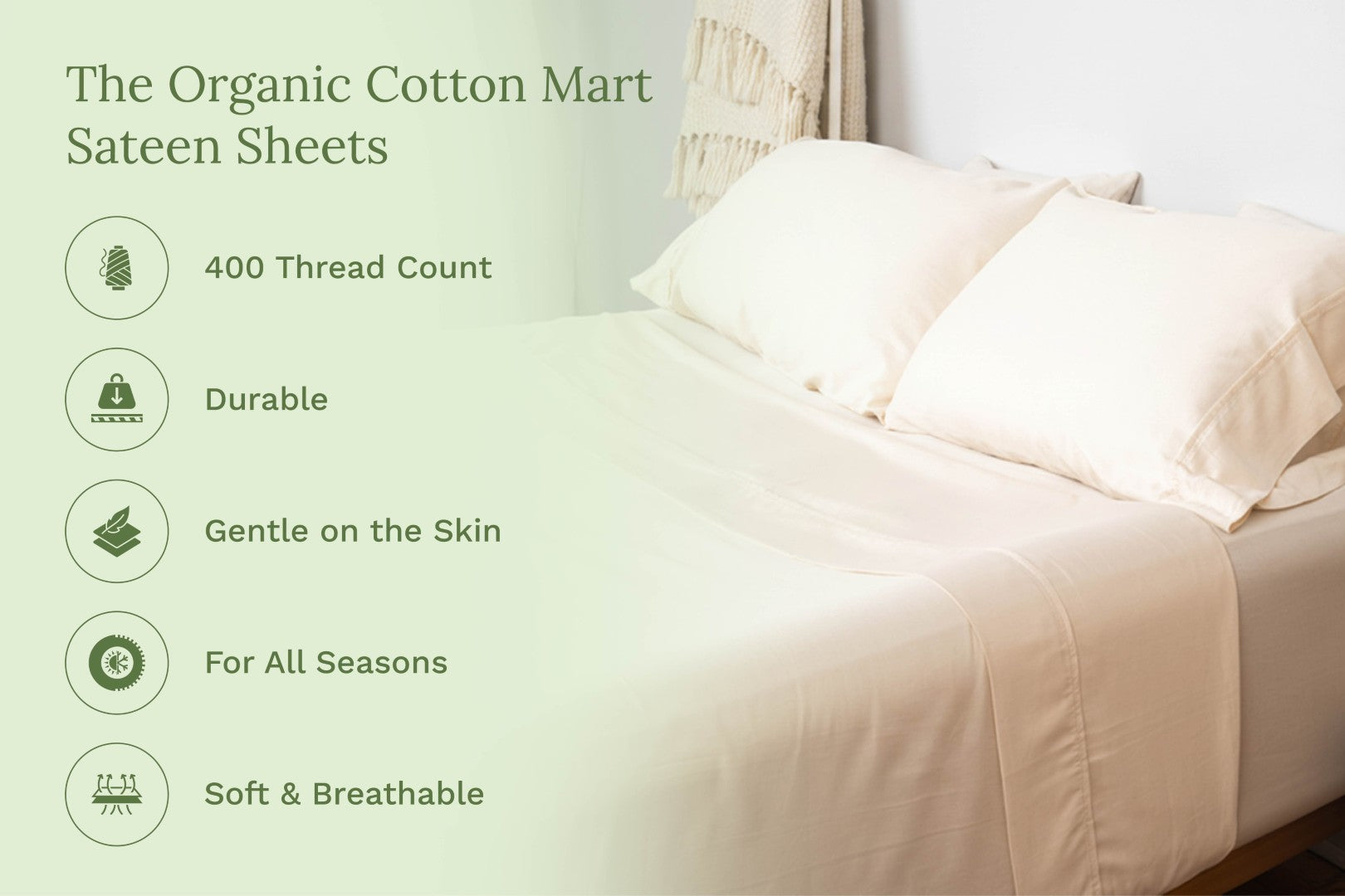 Organic Sateen Bed Sheets Set