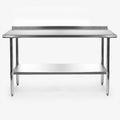 Stainless Steel 60 x 24 inch Heavy Duty NSF Certified  Work Bench Prep Table with Backsplash