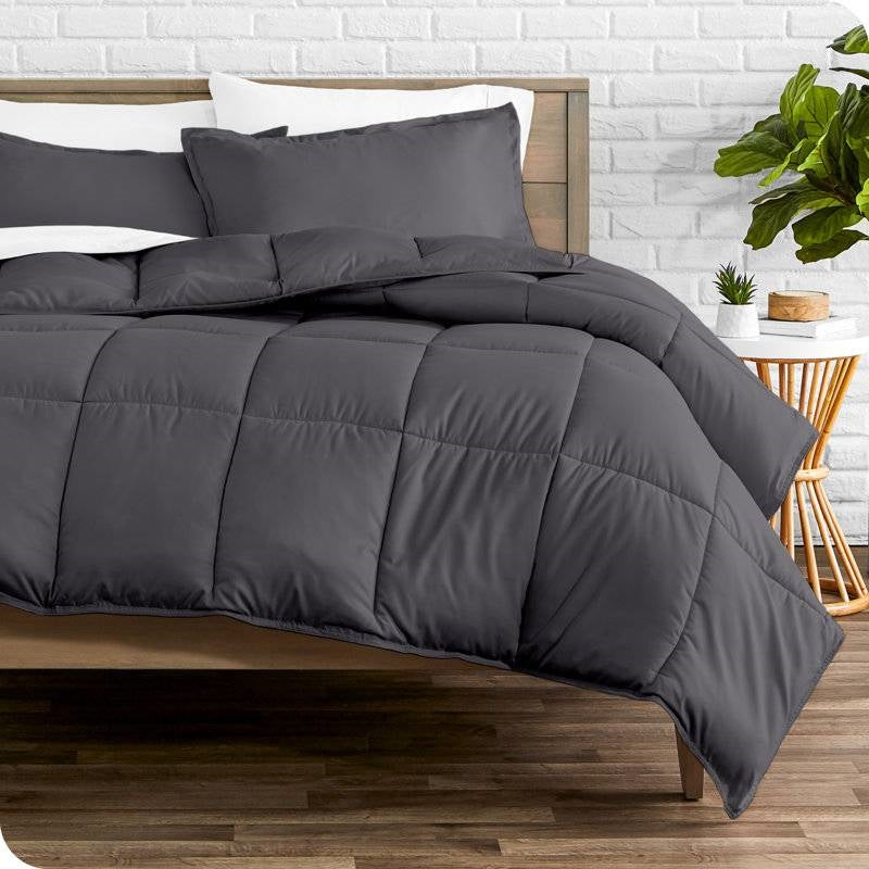 Full/Double Size All Season Super Soft Down Alternative Comforter Set Grey