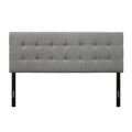 King size Mid-Century Style Button-Tufted Headboard in Grey Upholstered Fabric