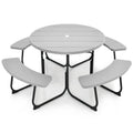 Grey All Weather 8 Seater Picnic Table Umbrella Hole