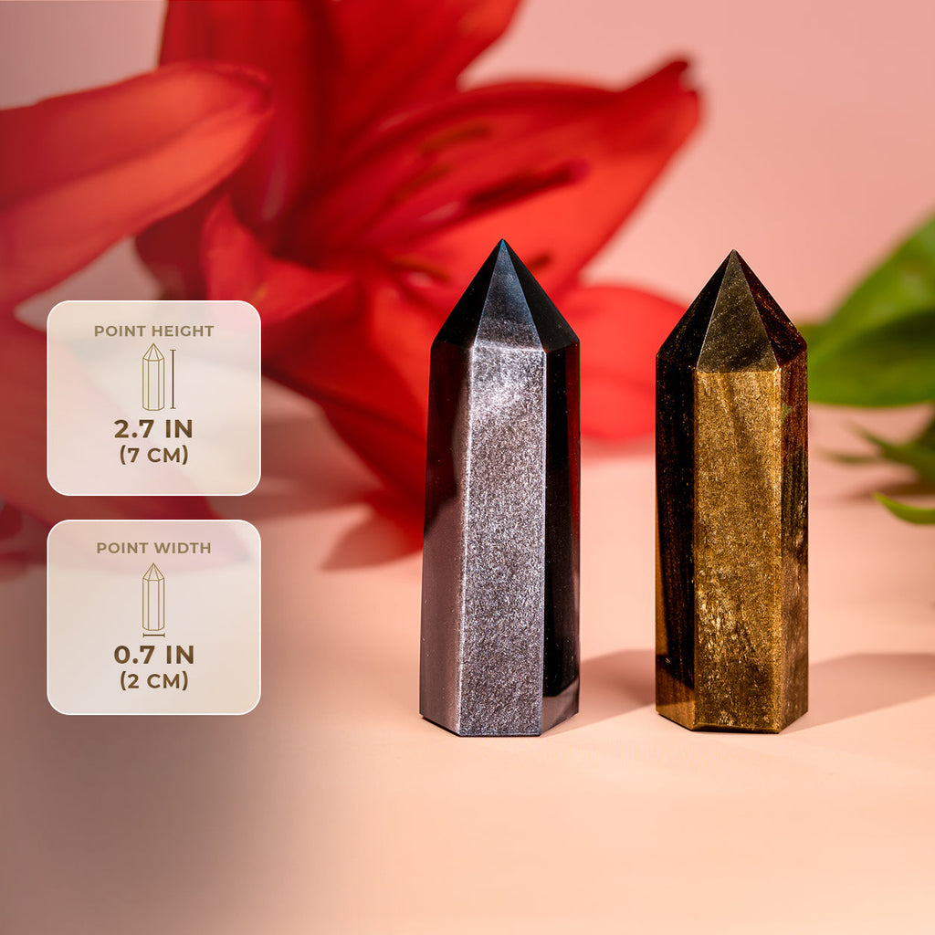 The Upper Hand – Gold & Silver Sheen Obsidian Points