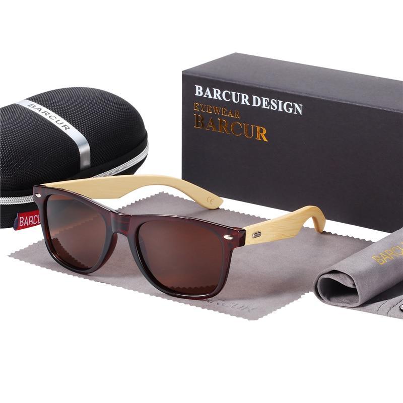STEVVEX Bamboo Shades Dark Sunglasses Square Night Glasses Polarized Wood Handmade Eyewear For Women and Men With UV400 Protection