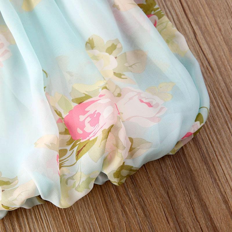 Luxury Modern Colorful Floral Design Toddler Baby Girl Summer Floral Print Sleeveless Dress FOr Baby Girls