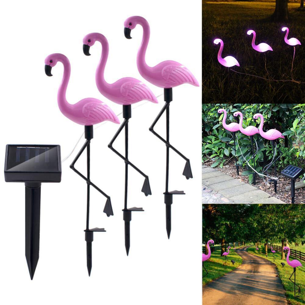 3PCS SET Flamingo LED Solar Modern Lamp For Garden And Yard With Base Station 3 Piece Set Decorative Lighting For Pathway Driveway Landscape