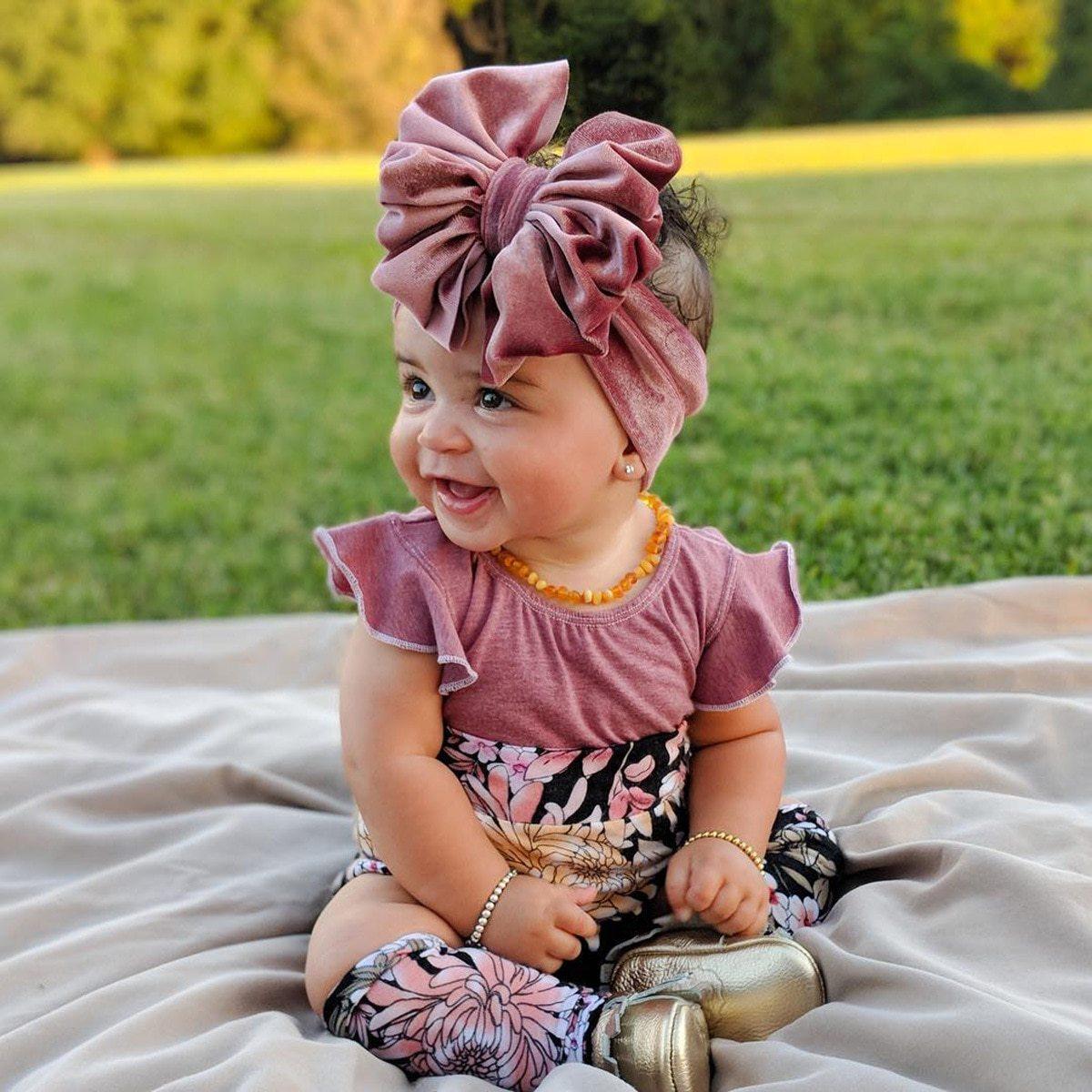 New Large Bow Baby Headband Velet Soft Bowknot Girl Accessories Hair Solid Messy Bows Toddler Headbands Baby Head Wraps Turban Big Bow for Girls