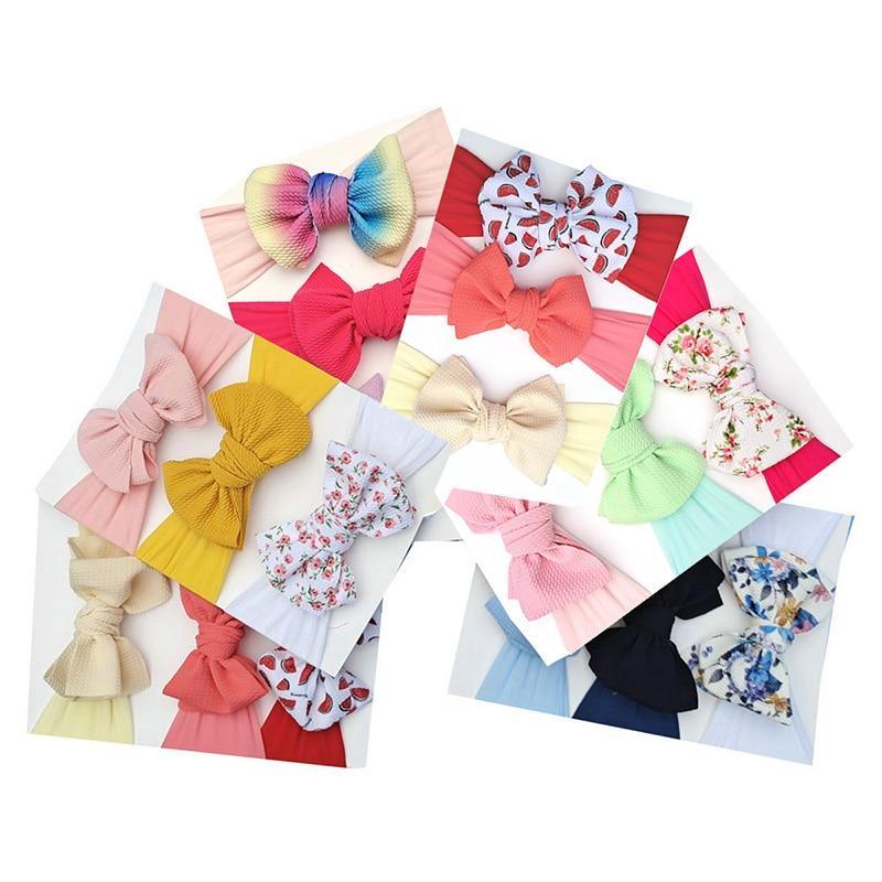 Modern 3PCS Set Floral Bows Baby Headband Dot Bowknot Cotton Hair Band Girls Hair Accessories For Girls